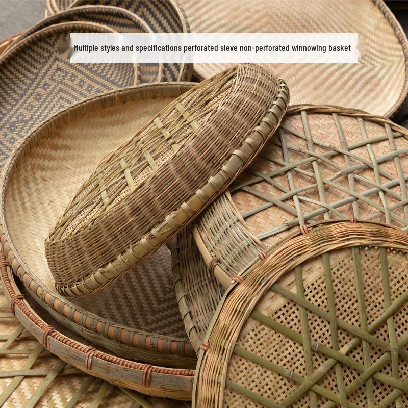 Free Shipping Handmade Bamboo Woven Tray and Drying Basket Set