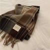 Autumn and winter Korean-style scarves for men and women, plaid cashmere neck warmer, tassel shawl, thickened for warmth