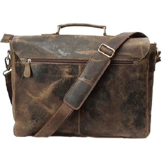 Classic Genuine Buffalo Leather Bag - Handcrafted Vintage Designer Shoulder Tote Messenger Bag - Ideal for Laptops