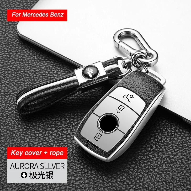 Styling Mouldings Zinc Alloy Solid Color Key Case For Mercedes Benz Keychain Shell Cover CLS GLA GLB GLC A C E Class GLE W177 W2