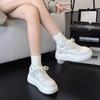 European version of thick-soled leather little white shoes women's 2025 autumn new heightening board shoes, lightweight and versatile sports and leis