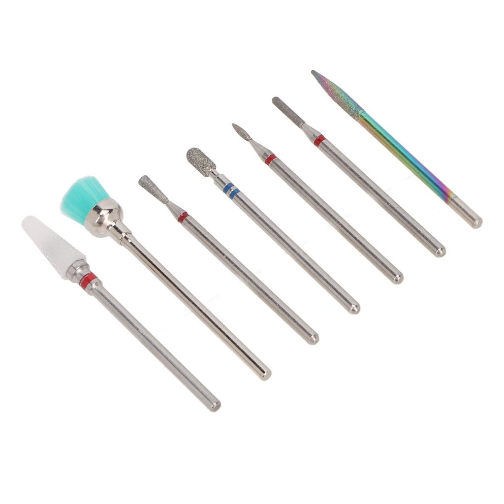 7pcs Ceramic Nail Drill Bit Rotatable Polishing Shaping Portable Cuticle Remover Bits for Nail Salon Home