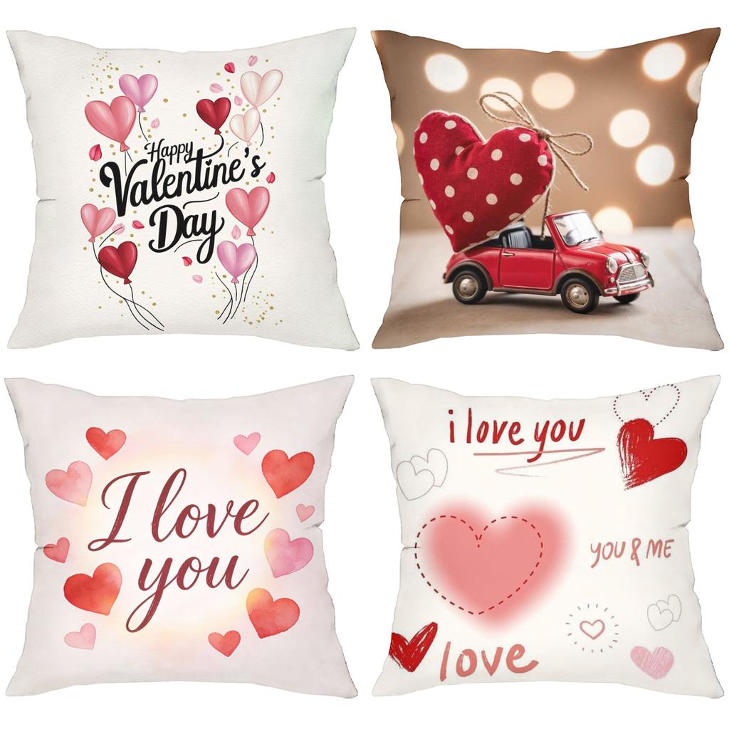I love you Heart Patterns Happy Valentine Day Pillows Polyester pillowcase, sofa decorative cushion cov Headboard Pillow