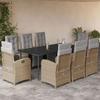 VidaXL Garden Dining Set with Cushions 9 Pcs, Table and Chairs with Adjustable Backrest and Footrest, Furniture 3212590