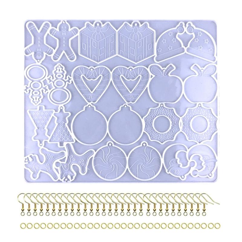 Christmas Pendant Keychain Mold Combination Earring Mold Epoxy Resin Jewelry Mold Resin Casting Pendant Mold for Diy