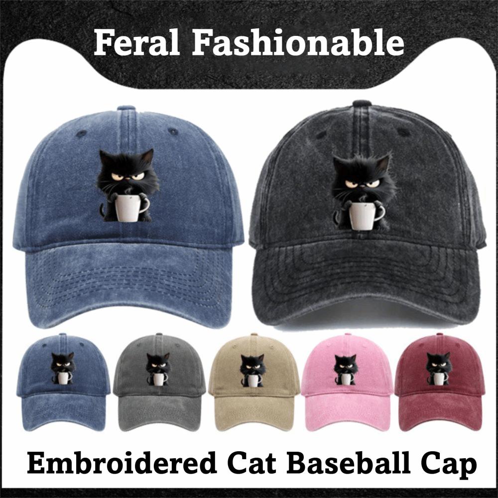 Cool Cat Feral Trucker Hat Embroidery Duck Tongue Hat Fashionable Cat Baseball Cap  Unisex Styles