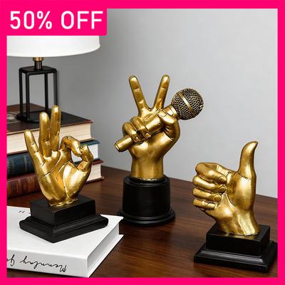 Collectibles Sculpture European Retro Thumb Up Victory Gesture Finger Model Resin Ornament Office Cabinet TV Cabinet Decoration