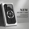 Dragon Patterned Black Glass Phone Case Suitable for Samsung Galaxy S26 S25 S24 S23 S22 S20 FE/Ultra/Plus Anti Drop Back Cover
