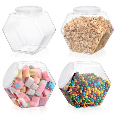 Portable Hexagonal Candy Cookie Jar Clear Plastic Packaging Jars Sealed with Lid Food Storage Container Kitchen Supplies