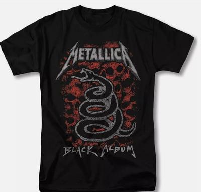 T-shirt Vintage Metallica ‘The Black Album’, T-shirt di Cotone Unisex, Taglia S-4XL