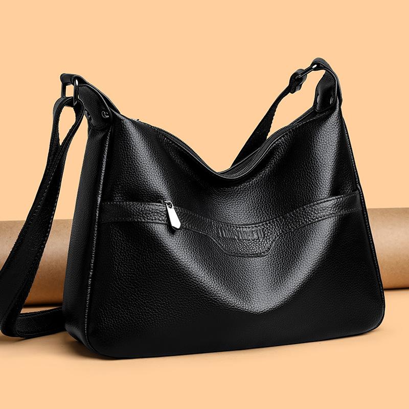 Middle-aged mother's women's bag shoulder bag 2025 new fashion PU soft leather shoulder bag simple messenger bag practical