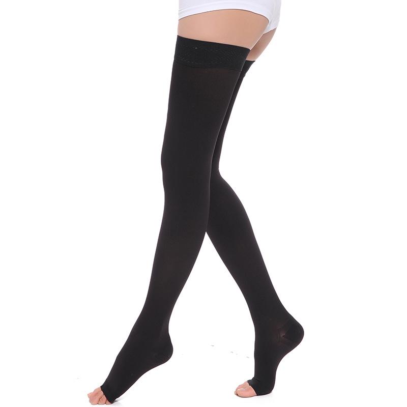 Level 2 Medical Compression Open-Toe Long Leg Sleeves - High Elastic, Slimming, Blood Circulation Support Socks.