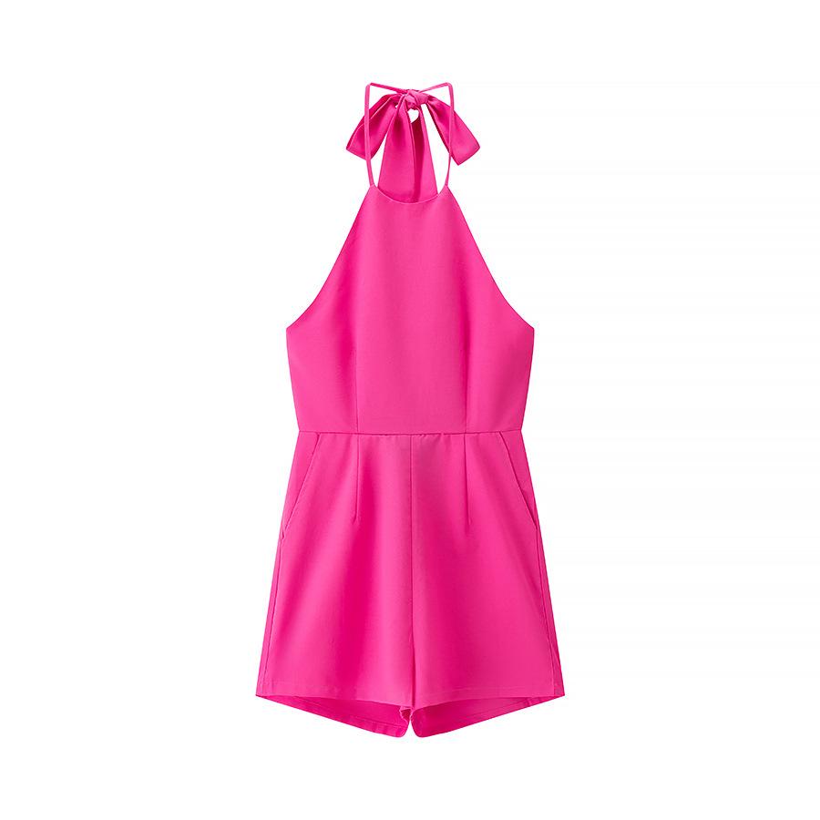 

2025 Сексуальный комбинезон без рукавов с открытой спиной в обтяжку Medium розы красного