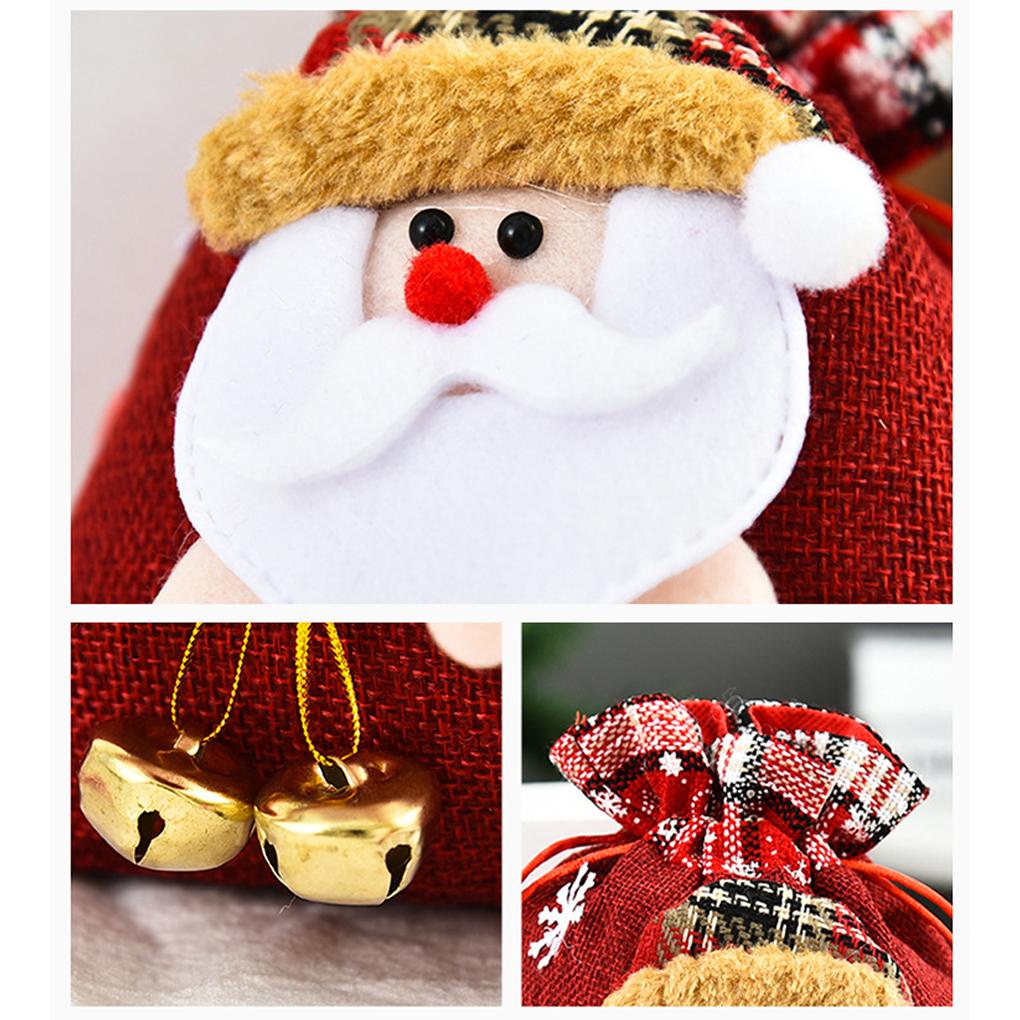 Weihnachts Kordelzugbeutel Glocke Weihnachtsmann Schneemann Aufbewahrungsbeutel Tür Süßigkeiten Strumpf Große Kapazität Handtaschenhalter Neujahr
