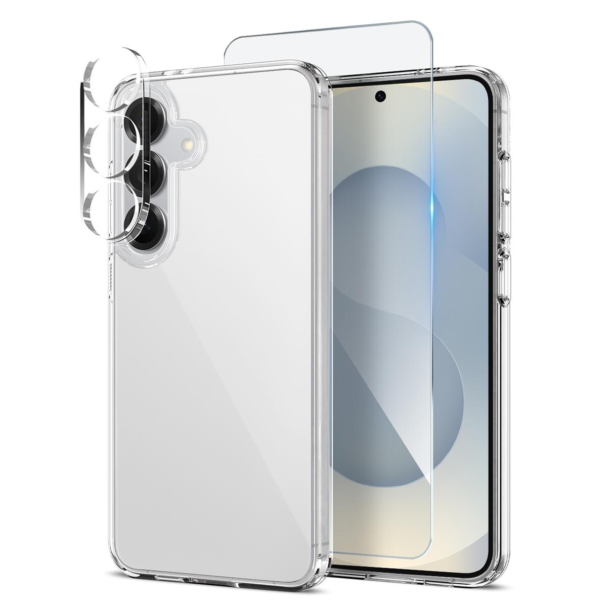 

NORTHJO For Samsung Galaxy S25 Case PC+TPU Phone Cover Set with Front Screen Protector+Lens Film Transparent