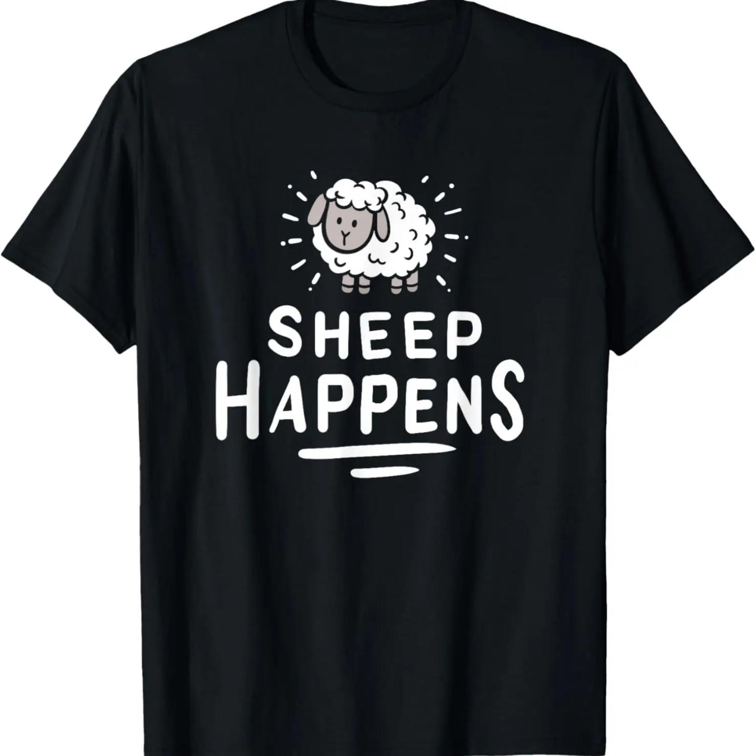 Sheep Happens Funny Sheep Herding Farmers & Herders T-Shirt S чёрный