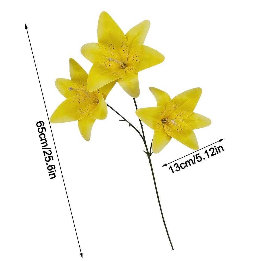 3 Heads Artificial Lilis DIY Flower Floral Arrangement Fake Flowers Realistic Plastic Artificial Flowers Photography Props