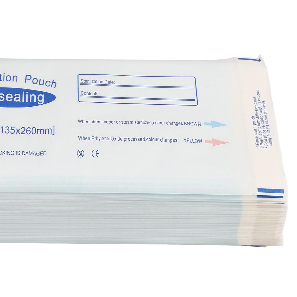 200pcs Dental Self Sealing Sterilization Pouch Triple Heat Sealing Prevent Tearing Autoclave Pouches for Beauty Salons Nail