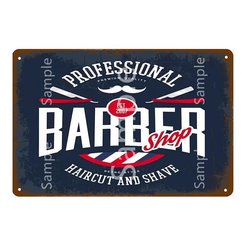 Vintage Barber Shop Metal Signs Shaving Hair Cut Poster Cafe Bar Pub Retro Plaque Haircut and Shave Beard Iron Plates YL002