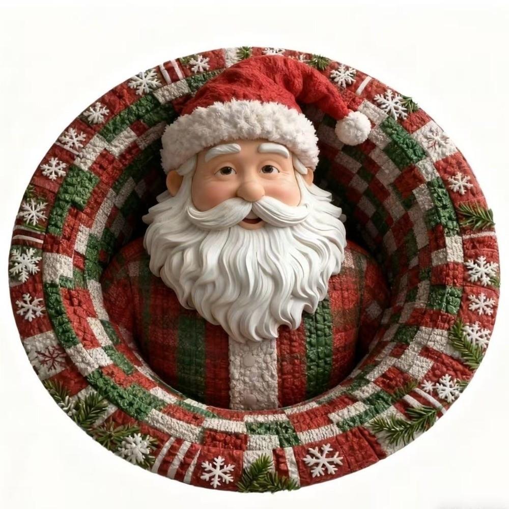 Non-Slip Round Vortex Carpet Santa Claus Christmas Doormat 3D Illusion Rug  Christmas