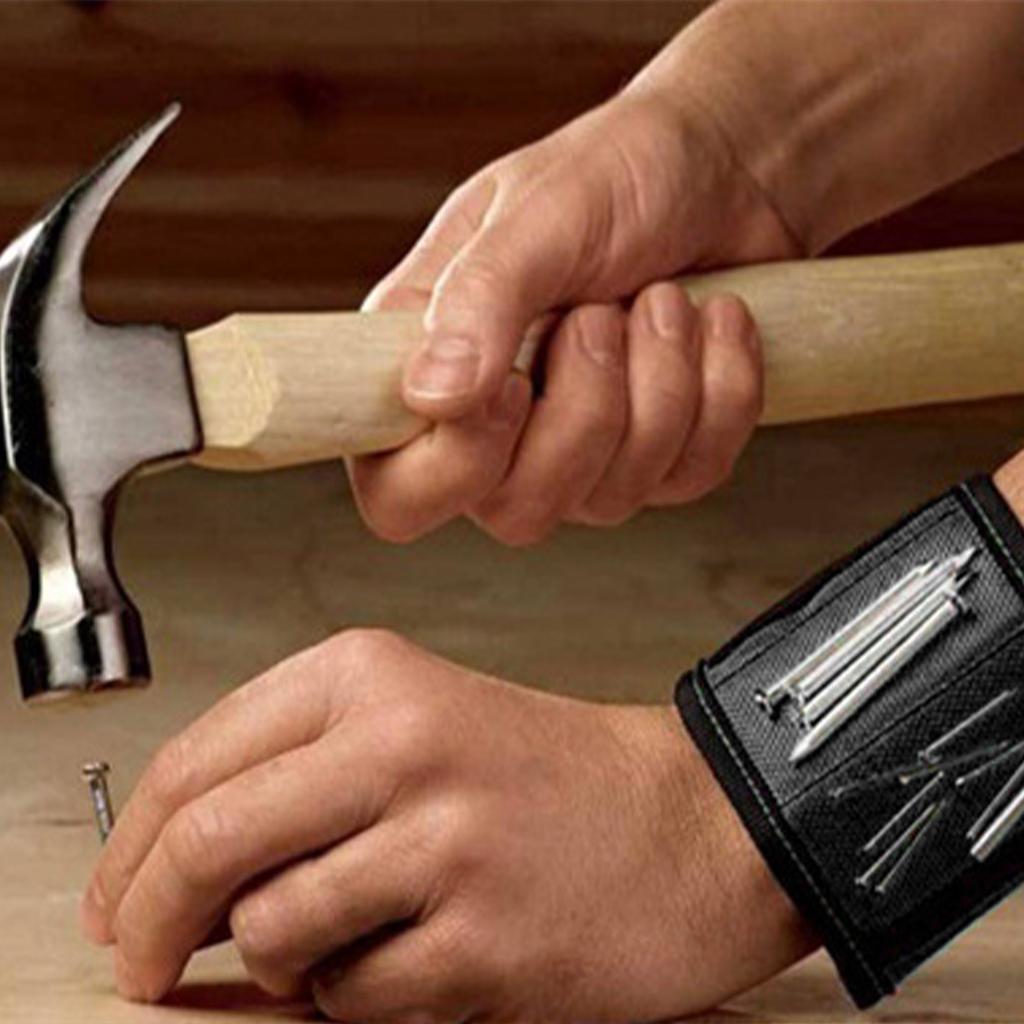 Wrist Tool Holder 3 Rows Magnetic Suction Wristband   for Holding Screws Nails Fasteners