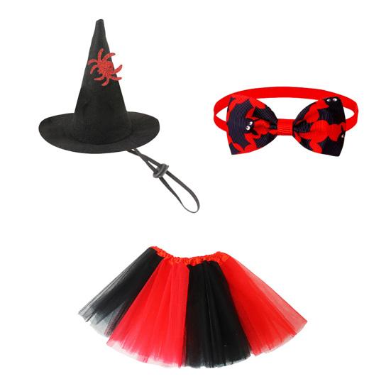 Witch Porch Goose Outfits Outdoor Halloween Goose Clothes with Witch Hat Tutu Skirt Bowtie for 23" High Cement Goose Statue Lawn Garden Decor