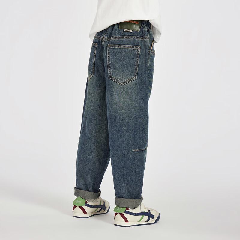 Duoduojia Boys' Washed Loose-Fit Retro Dad Jeans