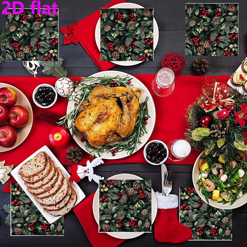 20pcs Disposable Napkins with Christmas Fruit Pattern Print for Wedding,Parties,and Daily Use for Thanksgiving Fall Christmas Table Decoration