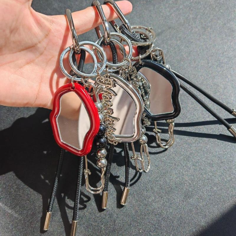 Stylish Leather Cord Keychain Makeup Mirror Portable Travel Essential Stylish Cosmetic Accessory Gift Metal Key Holder