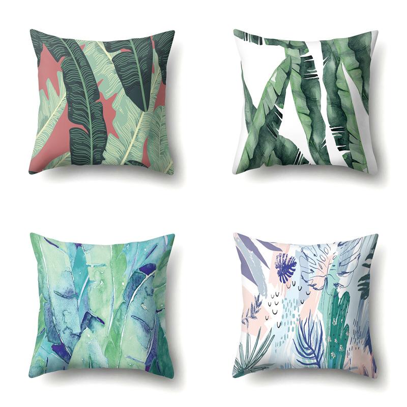 Polyester Pillowcase Nordic Plant Ins Style Flower Print Peach Leather Velvet Pillowcase