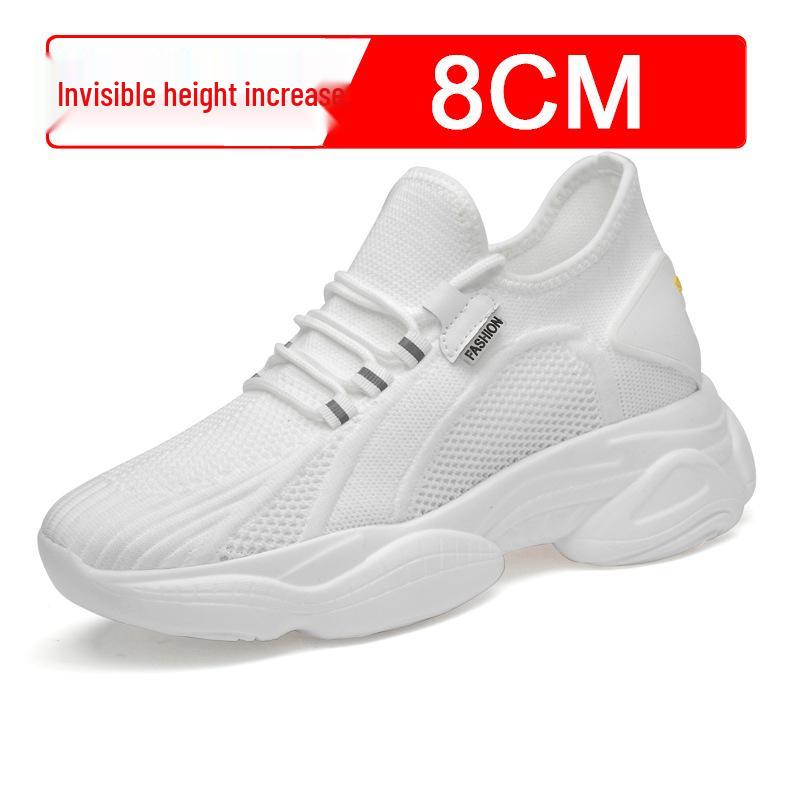 Men s 8CM Height-Increasing Mesh Flyknit Running Shoes - Breathable, Invisible Elevation, Casual Sports Sneakers