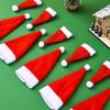 Mini Christmas Hat Wine Bottle and Cutlery Cover - Festive Brushed Cloth Decorations