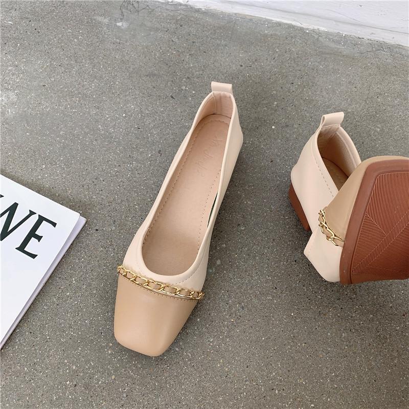 

Туфли-лодочки с квадратным носком из мягкой кожи на плоской подошве с цепочкой, удобные туфли бабушки, женская обувь 39