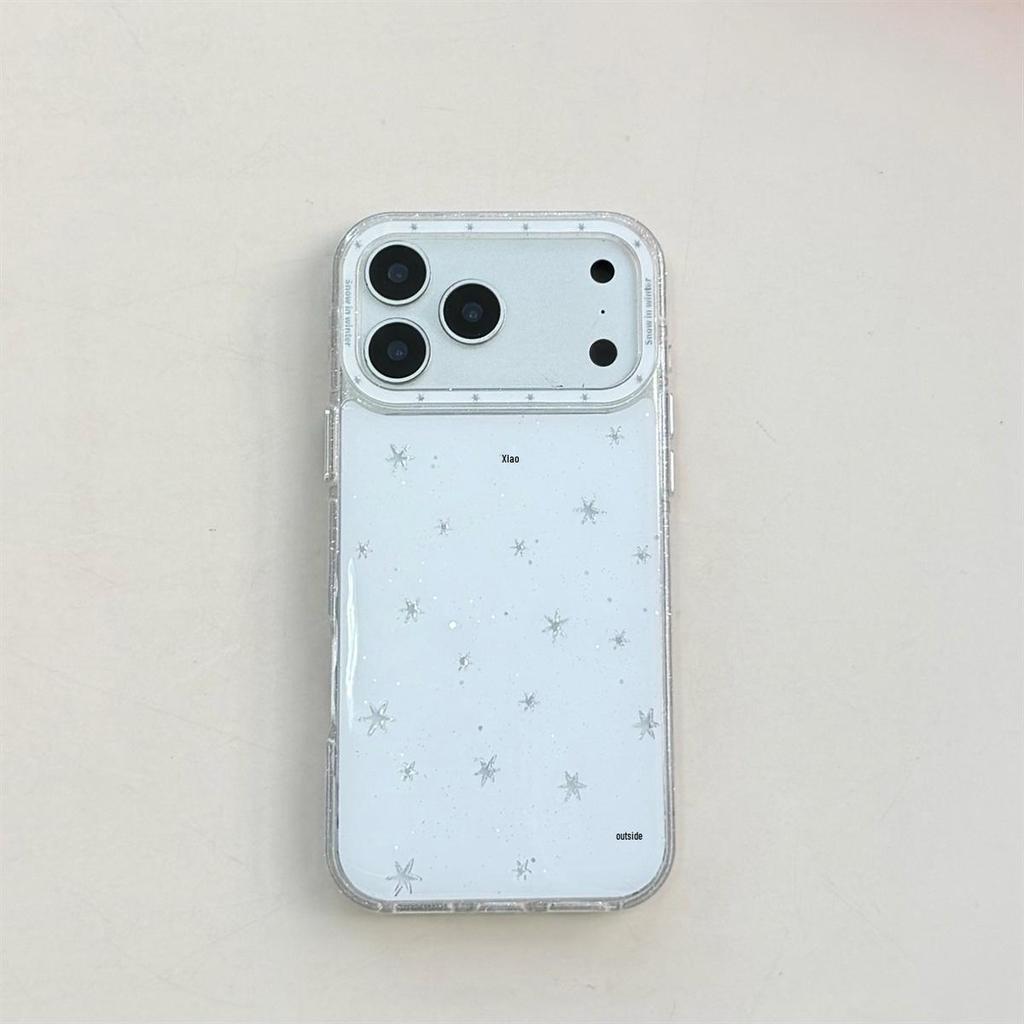 Gold-Plated Epoxy White Stars Anti-Fall Phone Case for iPhone 14/13/ProMax
