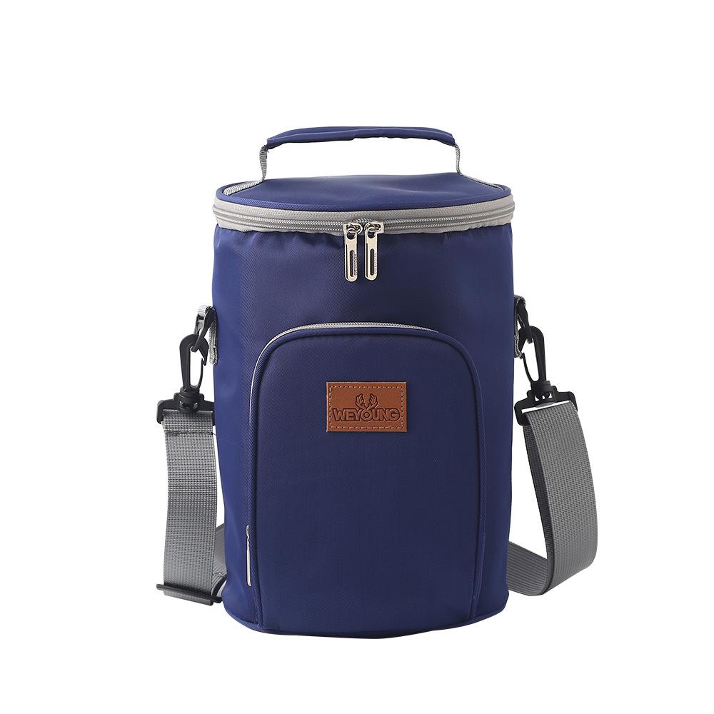 

Round Insulated Bag Portable Lunch Tote Bag Thermal Food Bag for Office Worker синий