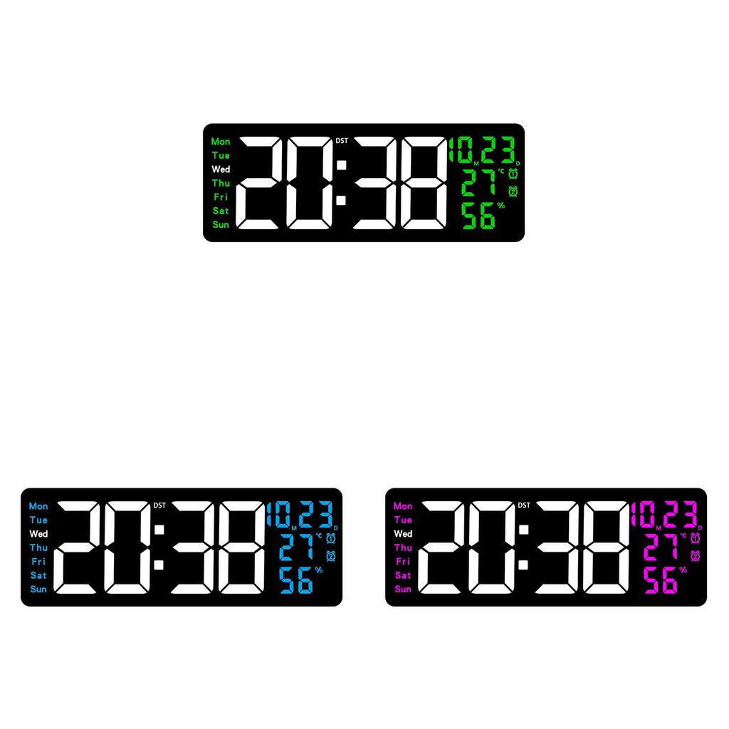 Modern Digital Wall Clock With Led Display And Temperature Humidity For Living Room And Office