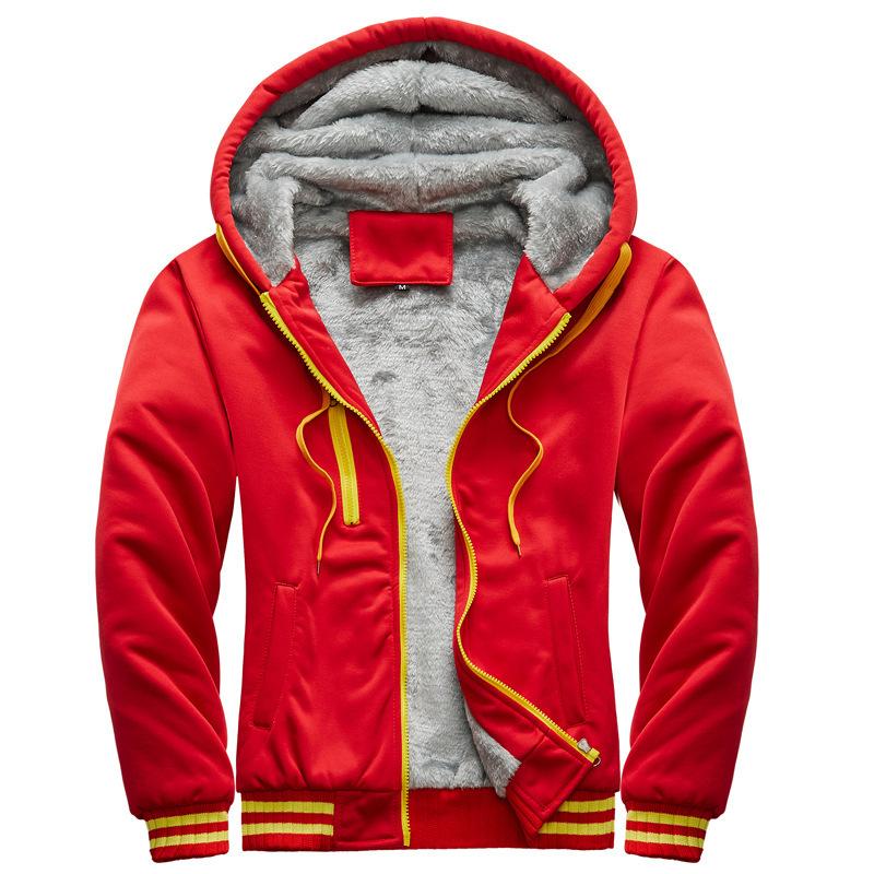 Mens Sweatshirt Hooded Autumn and Winter Men's Baseball Clothing Padded and Thickened Men's Jacket Warmth