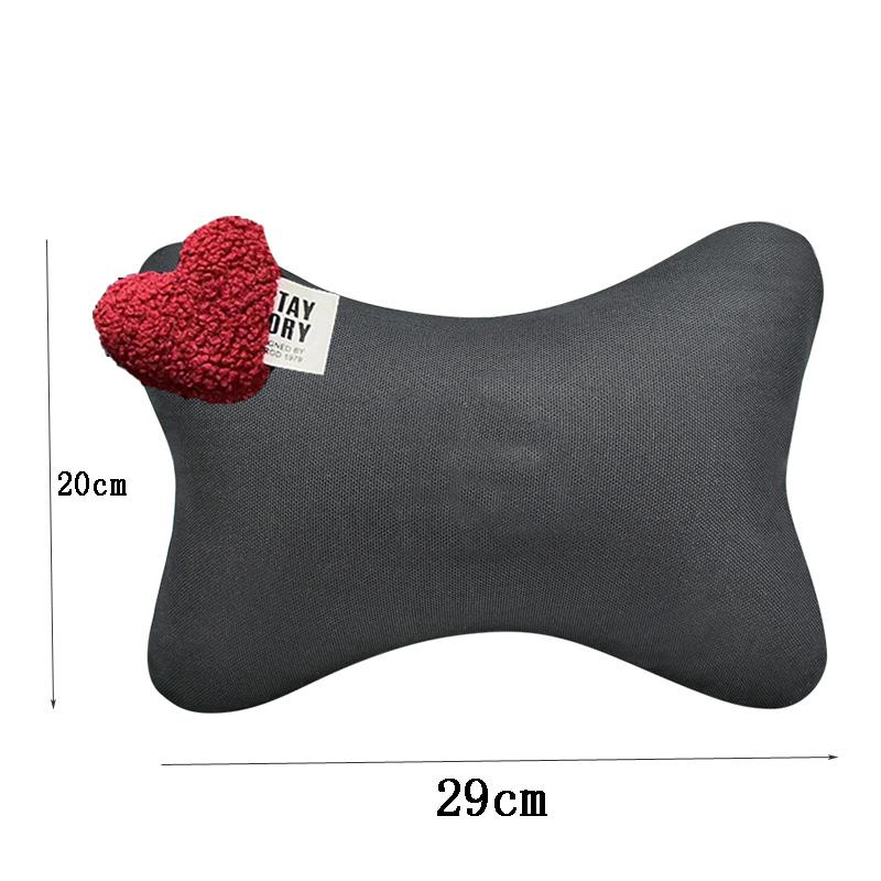 Cute Retro Red Heart Universal Car Neck Pillow Four Seasons Ice Silk Auto Seat Headrest Holder Waist Support Car Accessories