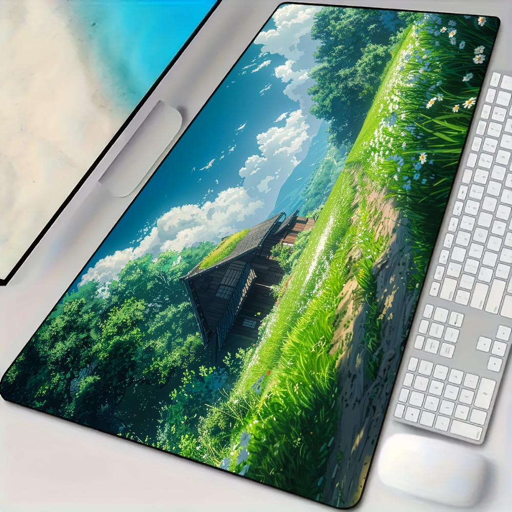D anime scenery theme large office Mouse Pad Desk Mat with Stitched Edge nonSlip rubber base gamer pc accessories mouse pads