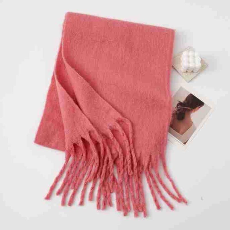 Vielseitiger Mohair-Einfarbschal Damen Winter Verdickung Schlichte Wärme Vergrößerter Schal