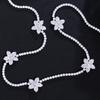 Chic Round Gorgeous Fashion Jewelry Cubic Zirconia Flower Chain Link Long Sweater Tennis Necklace for Women Bridal Party