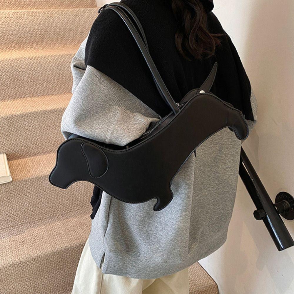 Three-dimensional Animals Shoulder Bag Sausage Dog Cartoon Handbag Fashion Dachshund Dog Bag  Girls