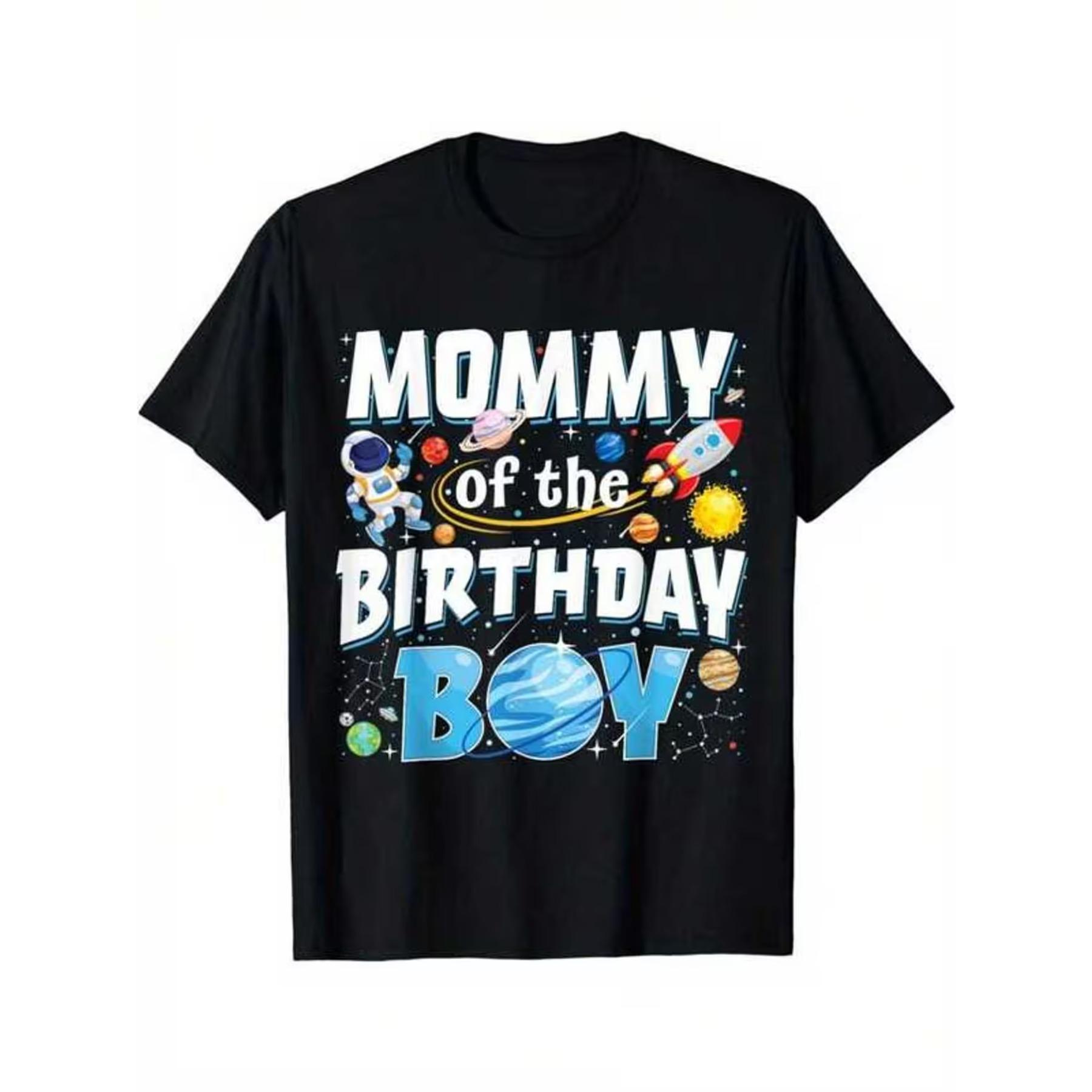 

Astronaut & Space Planets Mommy of The Birthday Boy T-Shirt - Cotton, Casual Fit for Outdoor XXL