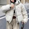 Womens Short Puffer Jacket With Duck Down Fill Warm Loose Fit Winter Commute Daily Wear