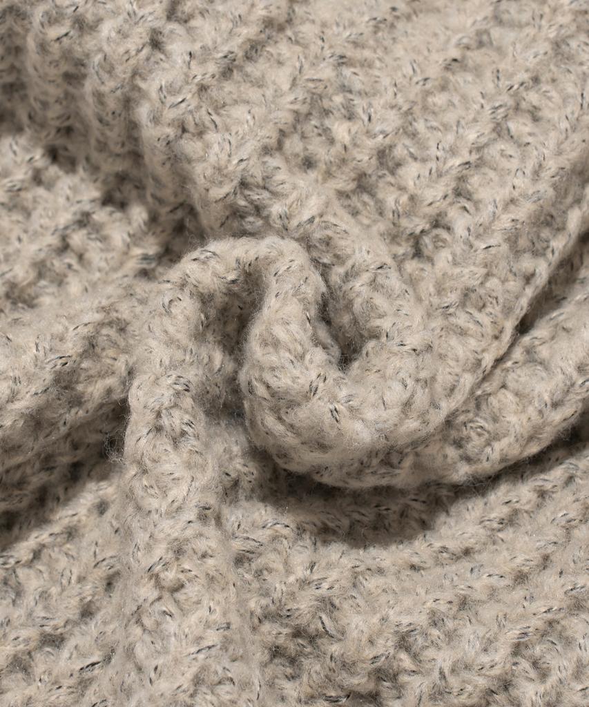 OTHERFITS Cable High-Neck Knit Zip-Up (Beige)