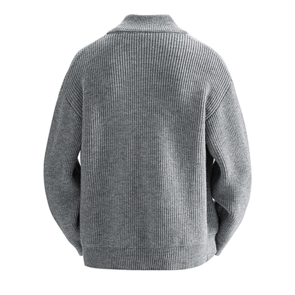 Herren-Reißverschluss-Strickjacke mit Stehkragen - Trendige Unifarbene Strickware für Herbst/Winter