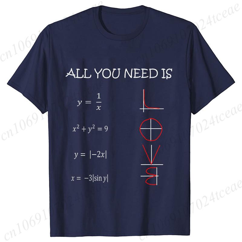 Retro Men's T-Shirt All You Need Is Love Math Equation Short Sleeve T-Shirt Summer Casual Tees Top Loose Oversize T-Shirt Men