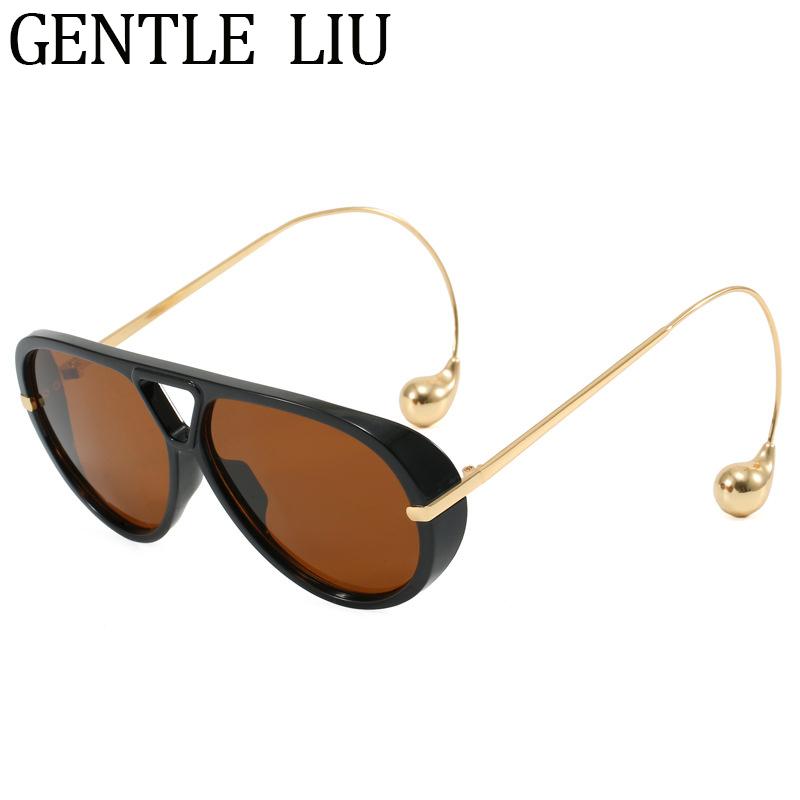Oversized Pilot Oval Punk Sunglasses Women 2026 Luxury Vintage Big Frame Double Beam Sun Glasses For Lady Outdoor Eyewear UV400