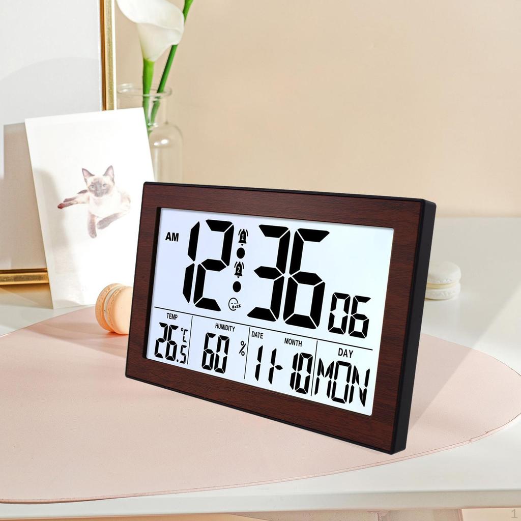 Digital Alarm Clock Bedside Table Timepiece Large Display Versatile Night Light Double Alarms Desk