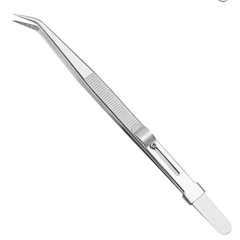 Stainless Steel Precision Tweezers Adjustable Slide Lock Antistatic Jewelry Eyebrow Craft For Electronic Component Repair Tools